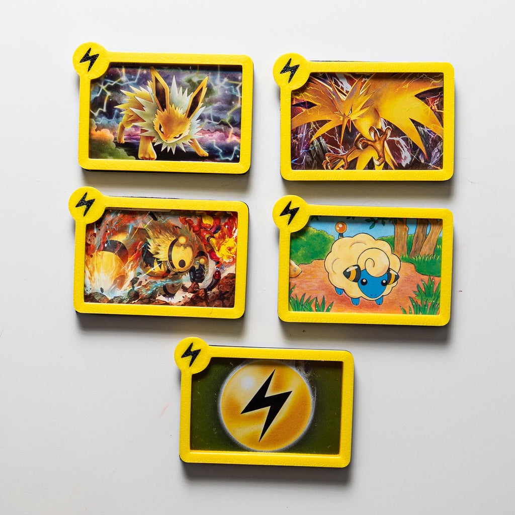 Lightning energy type Pokémon TCG holo card frame magnet