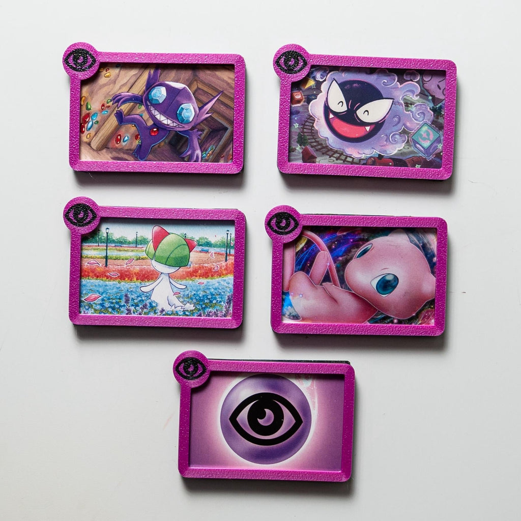 Psychic energy type Pokémon TCG holo card frame magnet