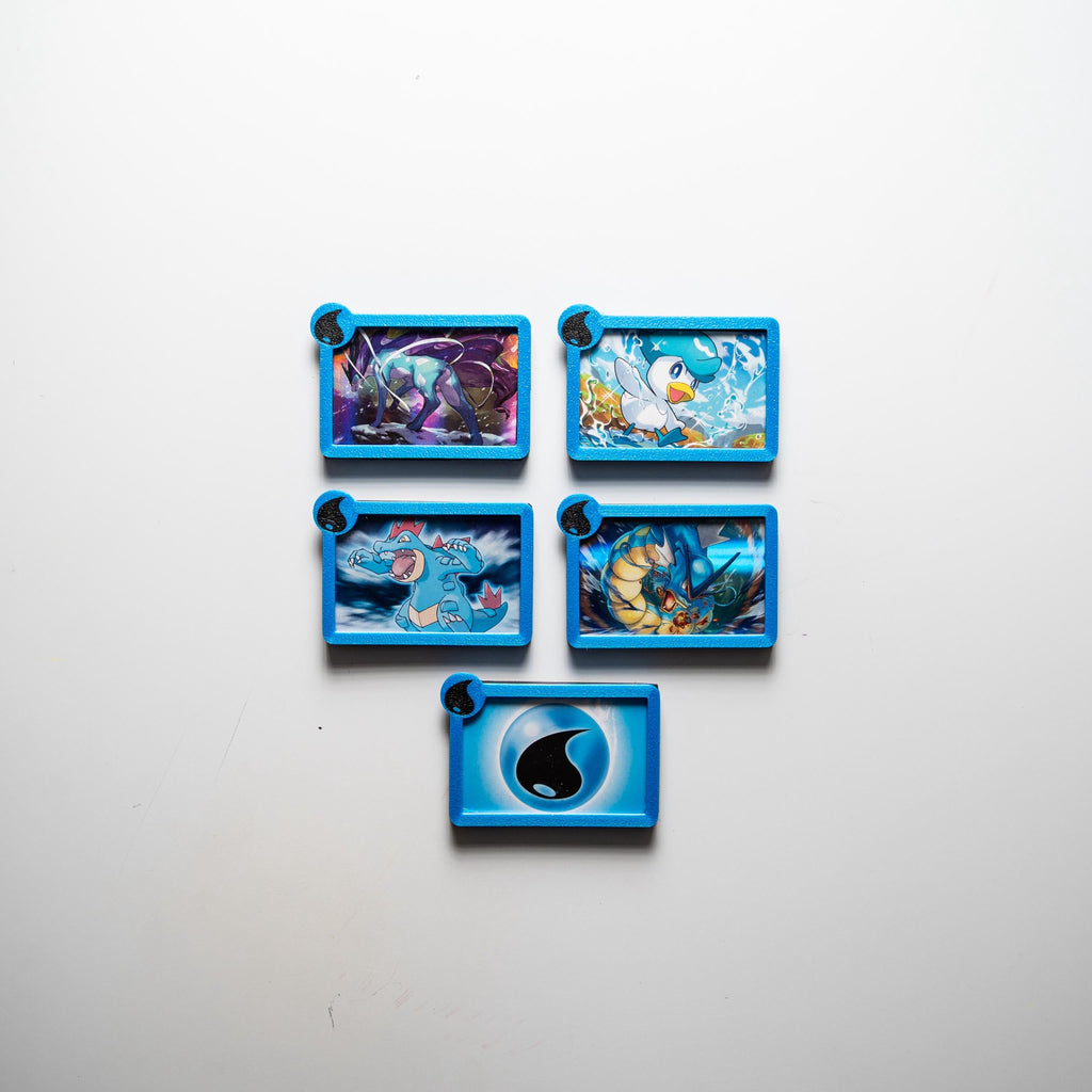 Water energy type Pokémon TCG holo card frame magnet