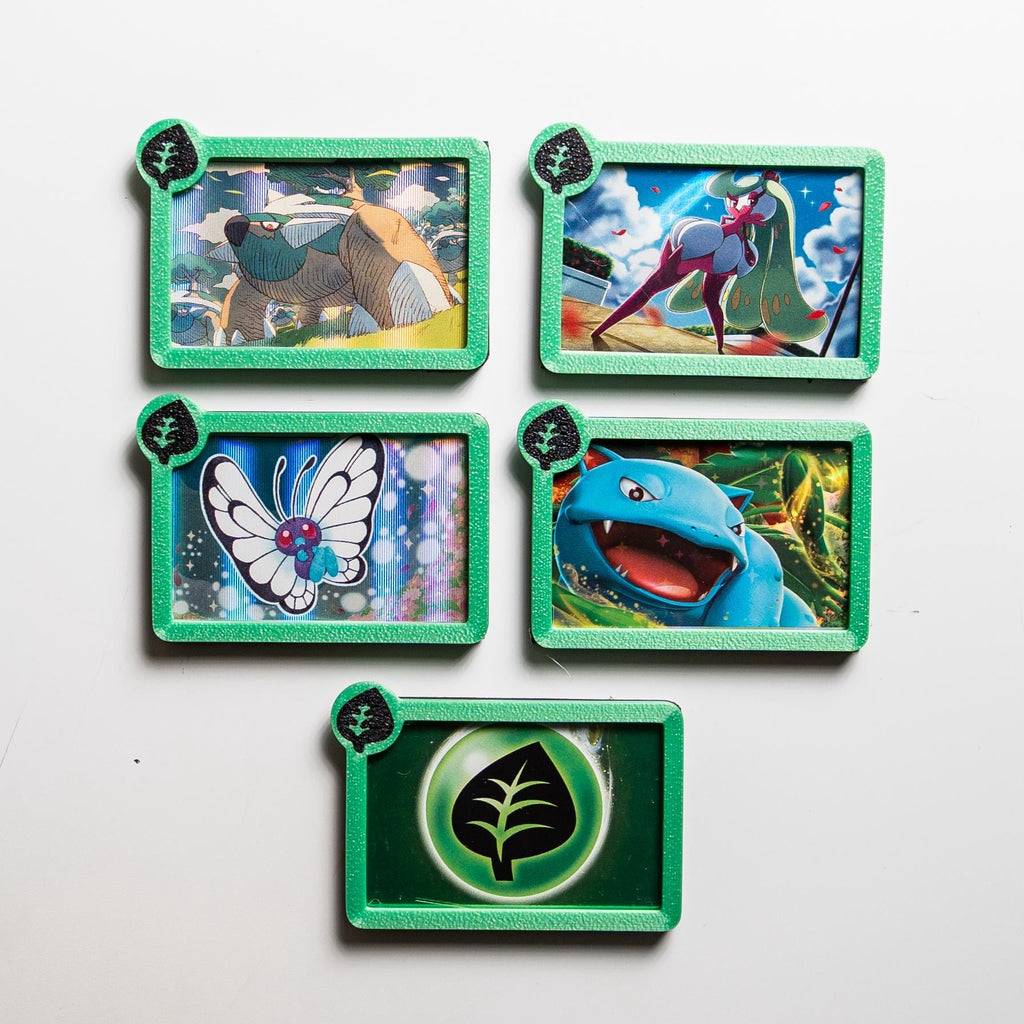 Grass energy type Pokémon TCG holo card frame magnet